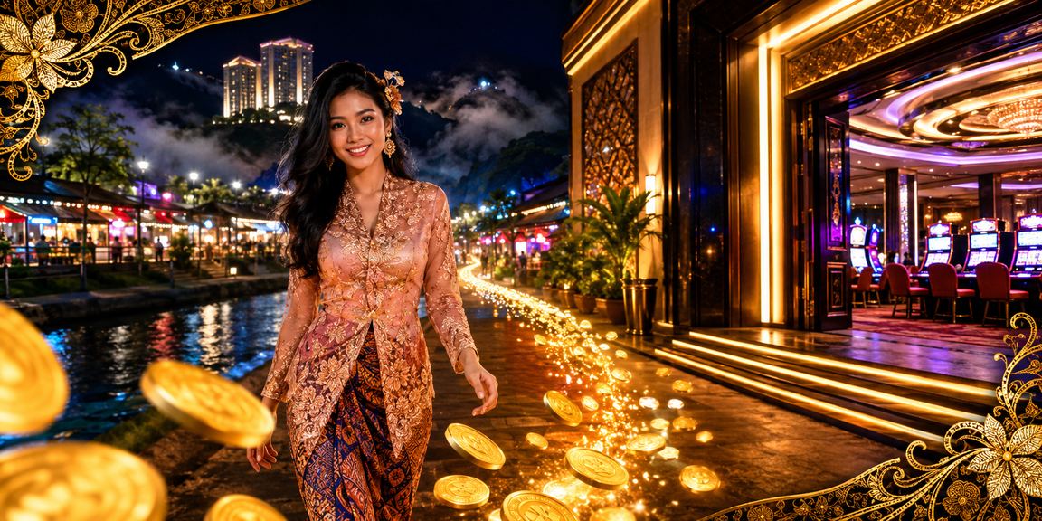 Suasana kasino Genting Highlands dengan tema batik, inspirasi Baccarat 4dtoto